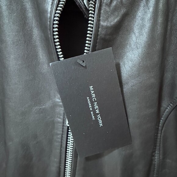 Marc New York Andrew Marc Womens Leather Motorcycle Jacket Black S NWT MSRP $350 - Picture 7 of 9